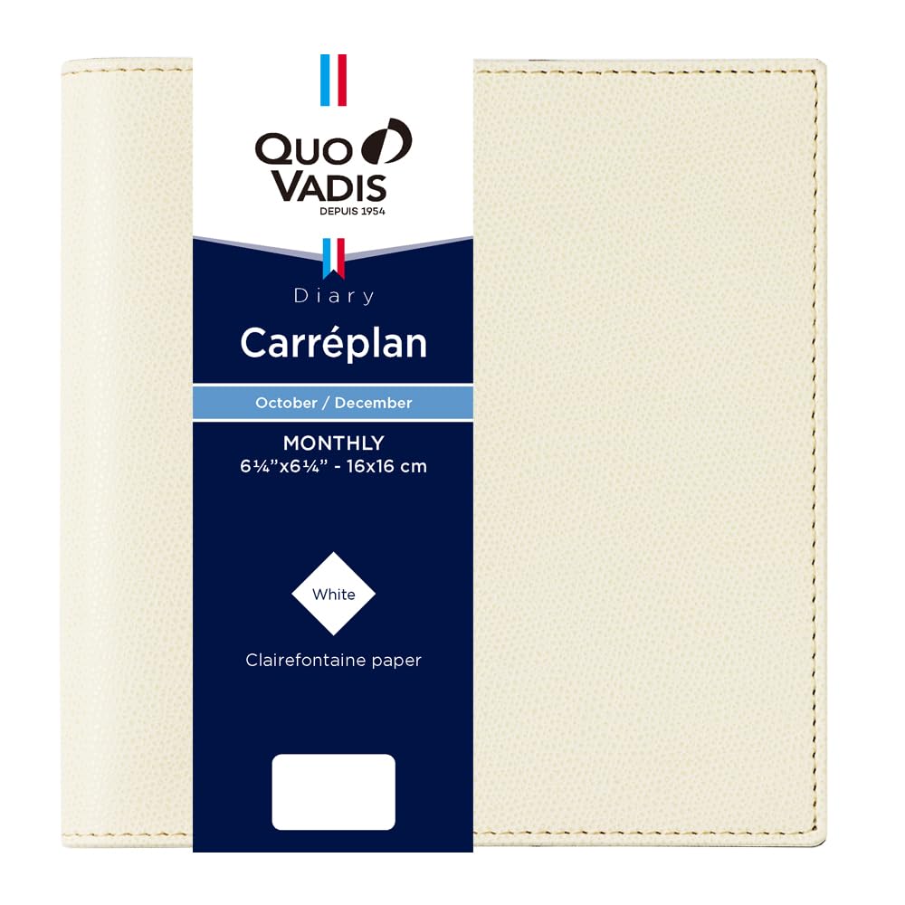QUOVADIS 2026 Planner Diary  Caleplan/Club  (Monthly Block, Starts October 2025, Square Size 16x16cm) Cream qv12302bg
