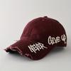 1pc a Distressed American-Style Baseball Cap Featuring Side Embroidery And a Curved Brim a Versatile Duckbill Hat for Streetwear