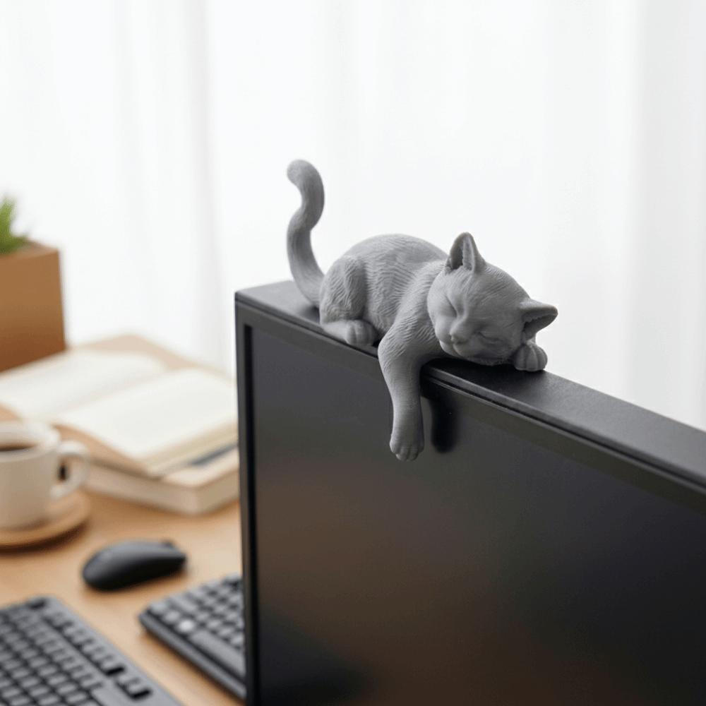 Creative Desk Cat Decorations 3D Printed Cat Statues Crafts Sleeping Cat Ornament  Desktop Use
