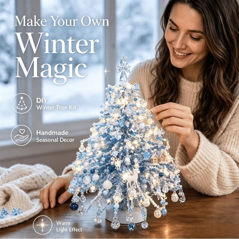DIY Beaded Christmas Tree Making Kit Fun Crystal Bead Craft Set for Beginner Crafter Xmas Home Decor Holiday Gift