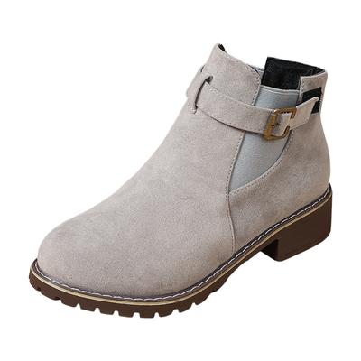 Vielseitige Damen-Mode Chunky Heel Kurzstiefel mit elastischem Einsatz und Wildleder Knöchelhohe Regenstiefel für Damen Kurz