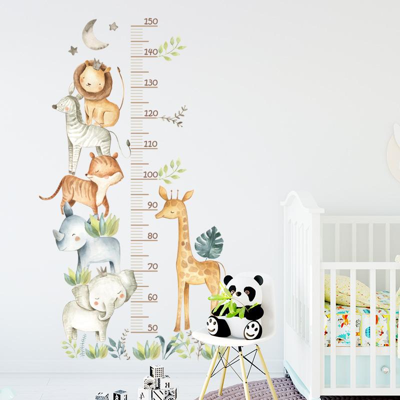Hot Sale Measure Height Cute Decoration Sticker for Home Decor Children Room Cartoon Animal Kids Growth Chart Wall Paper Sticker