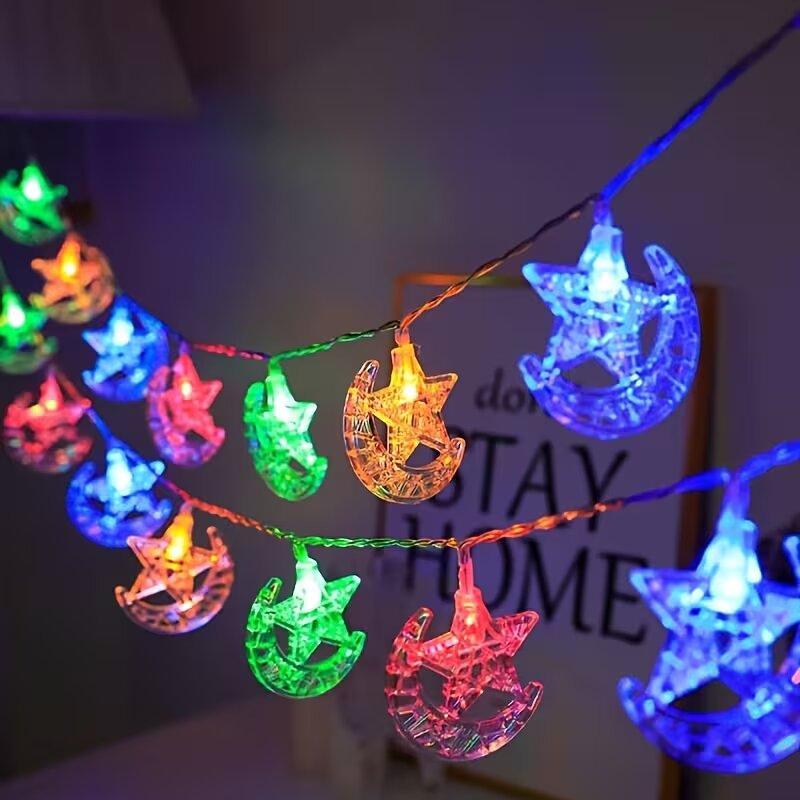 1PC 1.5M10LED Fairy String Light,Star Moon String Light,Indoor Decoration Light String,Battery Powered (excluding batteries) 1.5M10LED