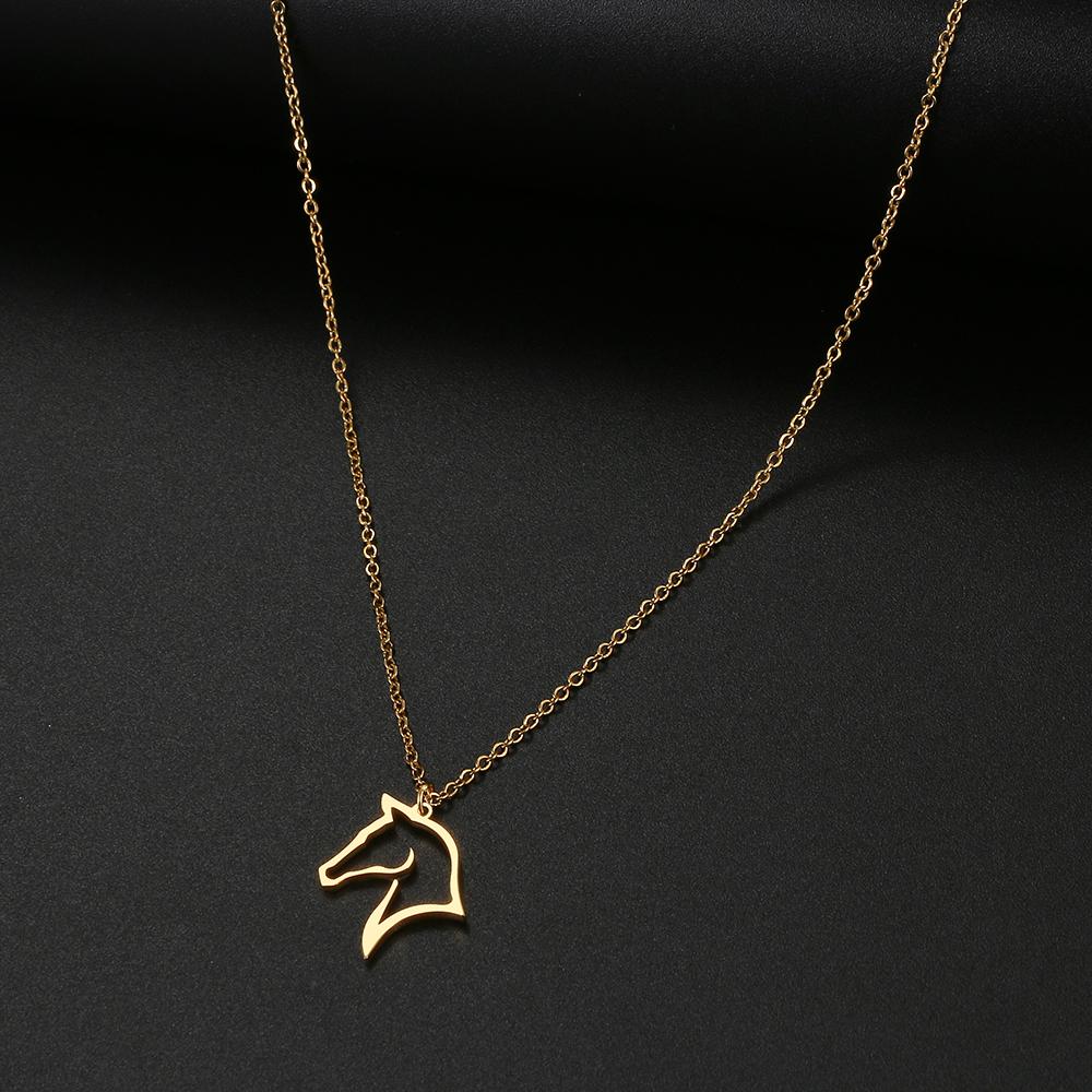 Stainless Steel Necklaces Horse Gift For Horseback Riders Cute Outline Pendant Chain Necklace For Women Jewelry Girls Best Gift