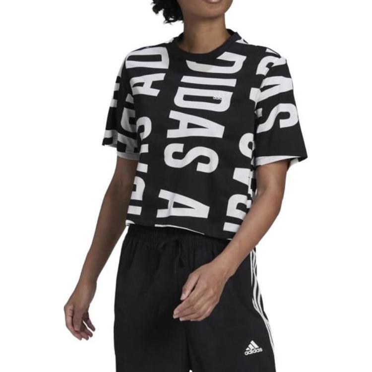 Adidas T Shirts Women's Black Crew Neck Moderate Straight Fit HC9161