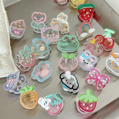Super Cute Small Hair Clips for Children Transparent Acrylic Cartoon Animal Hairpins Girl's Hair Accessories