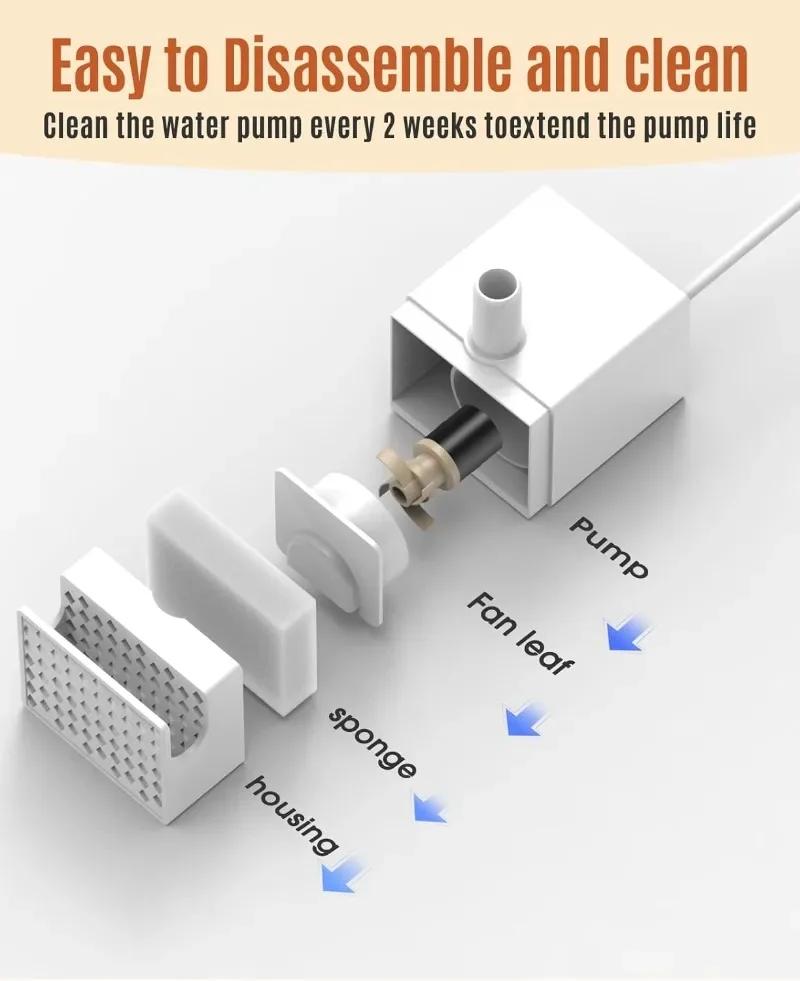 Ersatzpumpe mit Licht für Katzenbrunnen, Haustier-Hunde-Wasserspender, Ultra-leise Wasserpumpe mit 1,5m Stromkabel