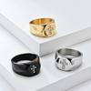 Titanium Steel Diamond Cross Ring Ring Retro High-end Niche Fashion Wrench Jewelry