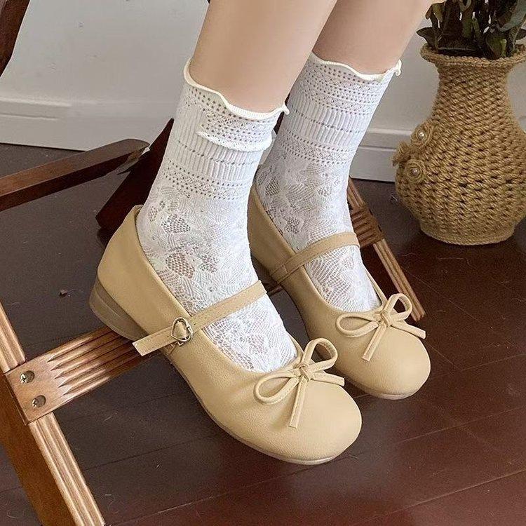 Autumn Evening Breeze Thick Heel Soft Sole Small Single Shoes Women's 2025 New French Round Head Shallow Mouth with Skirt Doudou Shoes