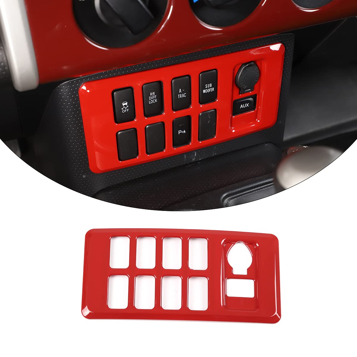 

Air Conditioning Control Panel Cover for Toyota FJ Cruiser Central Control Air Conditioning Button Protector Panel Frame 2007-2021, (Red)