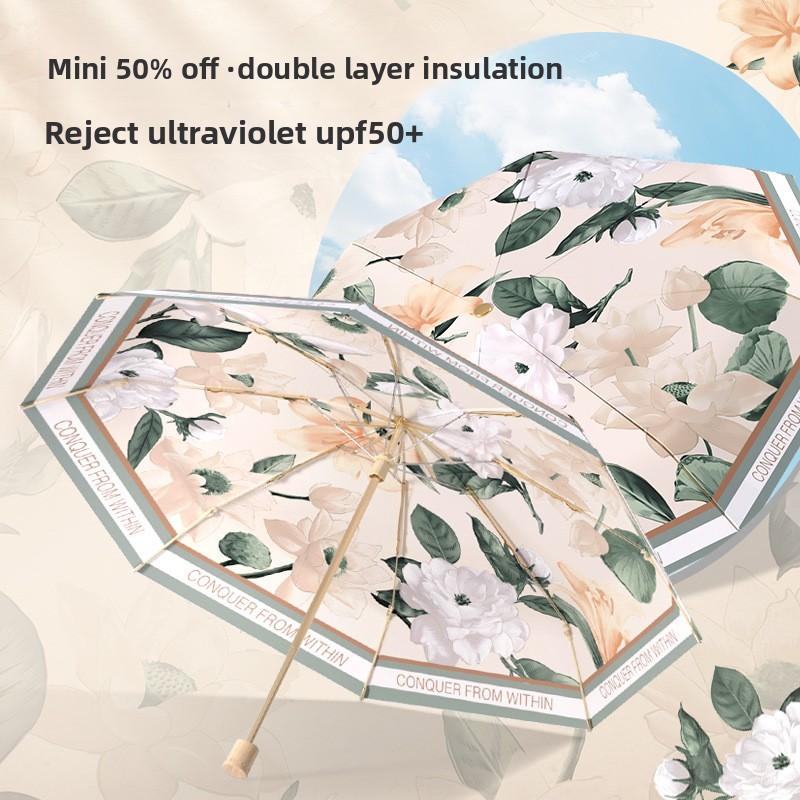 Double Sided Double Layer Sun Protection Umbrella UV Blocking Folding Umbrella for Women Stylish Design