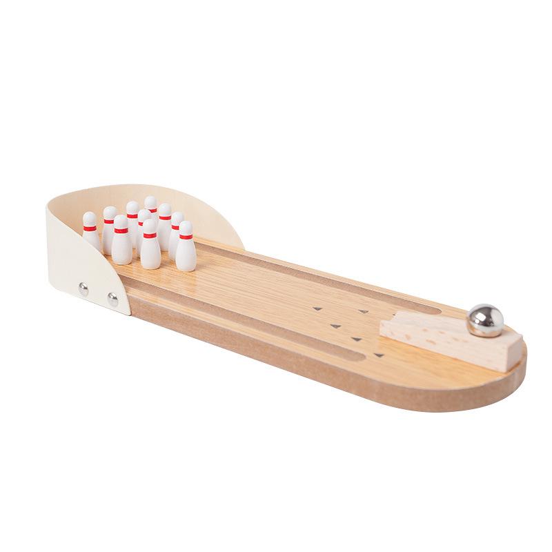 Mini Bowling Holzpuzzle Spielzeug für Babys & Kleinkinder - Lustiges interaktives Eltern-Kind-Spiel