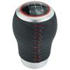 Lunsom Leather Car Gear Shift Knob for General Auto Manual Vehicles 5-Speed (Red Stitching)