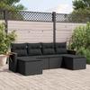 Vidaxl 6-Cz. Set di Mobili da Giardino con Cuscini, Polyrattan Nero