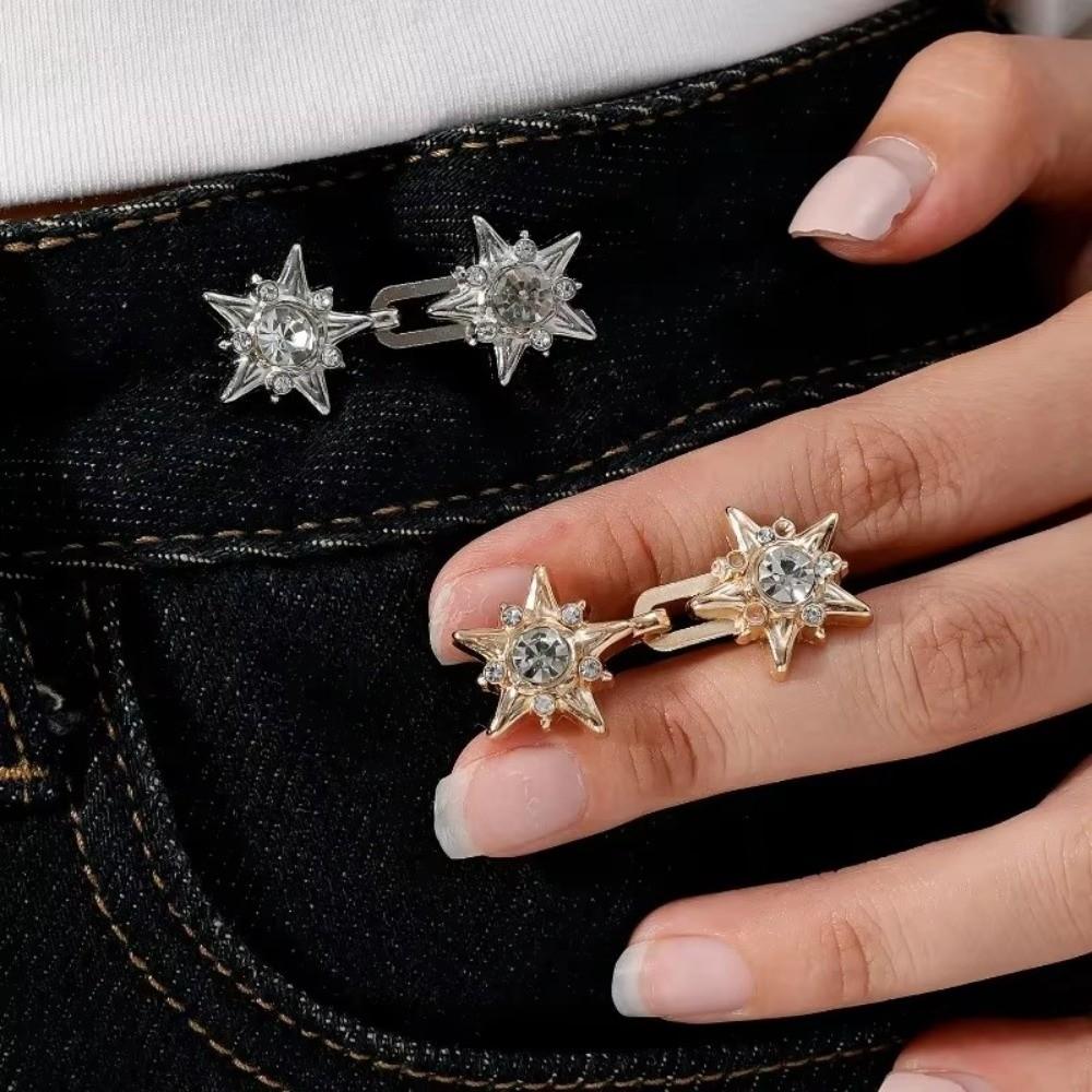 Five Pointed Star Jeans Buttons Butterfly Adjustable Pants Pins Fixed Waist Tightening Tool Safety Pins Dress Decoration