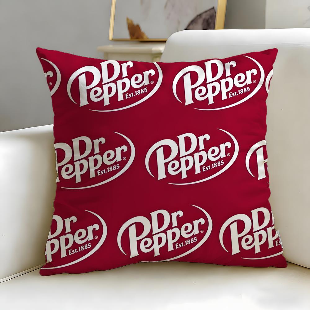 Classic Beverage Brand Dr Pepper Cushion Cover Soft & Easy-Wash Pillow Case – Versatile for Couch, Bed, Travel and Office