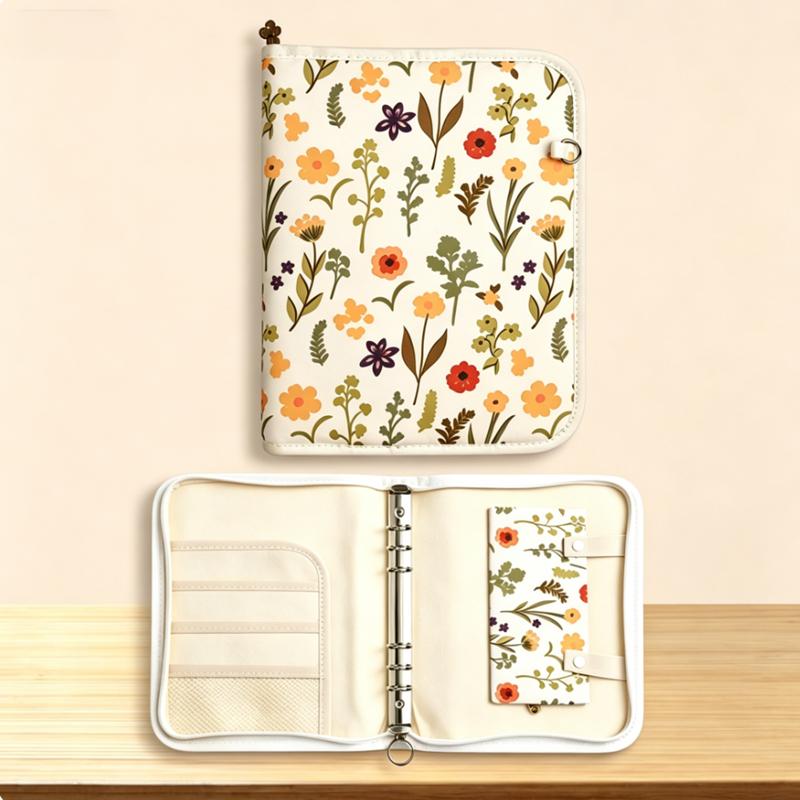 Sweet Print Pregnancy Binder, Cute Fabric Zippered Organizer for Prenatal Records белый