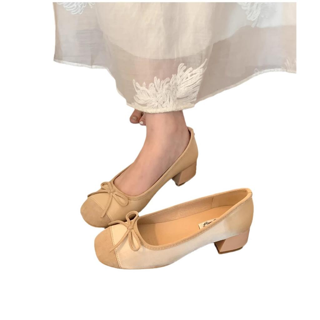 Xiaoxiangfeng Light Mouth Silver Single Shoes Spring and Summer French with Skirt Red Evening Grandma Shoes Gentle Thick Heel High Heels