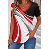 Women's T Shirt Print Graphic Geometric Stylish Classic Casual Short Sleeve V Neck Regular Tops Casual Daily Blue Black Red Orange Green Summer Spring
