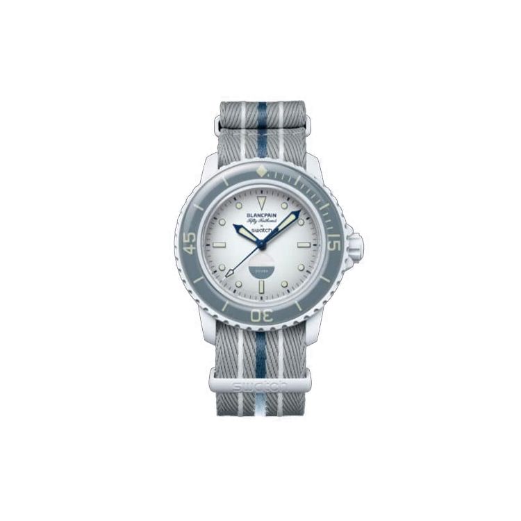 Swatch Mechanisches Uhrwerk 50M Wasserdicht Blancpain Kollaborationsuhr Herrenuhren Beige SO35S100D