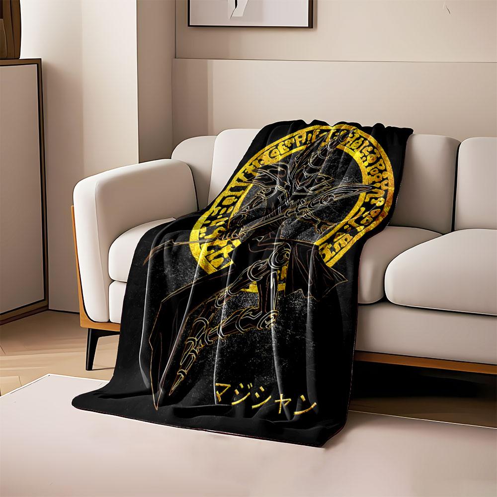 

A dark armored figure with a staff is framed by a golden mystical circle. for all seasons blanket lunch break throw gift 80cm x 120cm