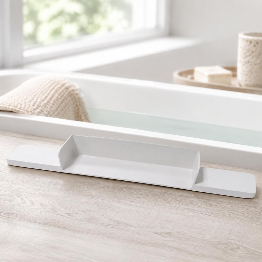 Garde-éclaboussures de baignoire Plateau Facile à Nettoyer Support de jouets de bain Rebord Offert
