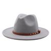 British jazz top hat autumn and winter new woolen hat for men and women simple felt big eaves hat trendy flat edge hat