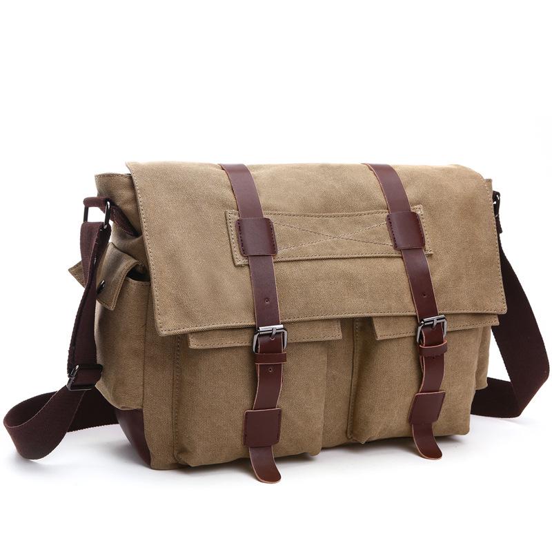 Men Business Messenger Bags For Men Shoulder Bag Vintage Canvas Crossbody Pack Retro Casual Office Travel Bag