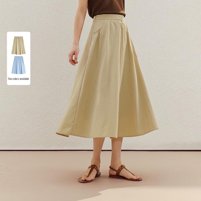 INMAN Women's Casual High-Waist A-Line Midi Skirt