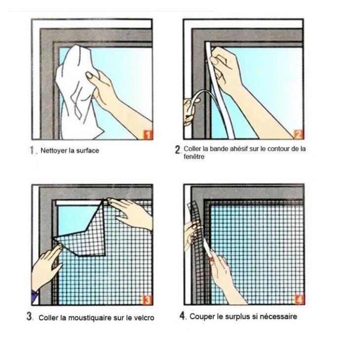 Moustiquaire - Lot de 5 - 130 x 150 cm - Fixation auto agrippante - Ajustable