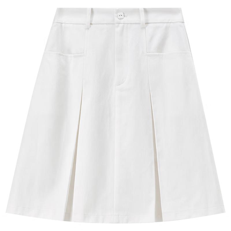 Women s Lyocell Cotton Pleated A-Line Skirt XL белый