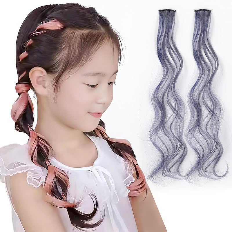 

PUREAMBER Дитячі Нарощування Волосся, Нарощування для Танців, Нарощування Волосся Одним Дотиком, Кольорові Нарощування, Нарощування Кучерявого Волосся, Для Виступів, Заходів, Набір з 2 штук