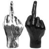 Resin Vertical Middle Finger Craft Sculpture Funny Gesture Statue for Desk and Living Room