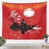 Cherry Blossom Tapestry Japanese Style Wall Art for Living Room Bedroom Chinese Ink Painting Wall Hanging Blanket Plum Blossom
