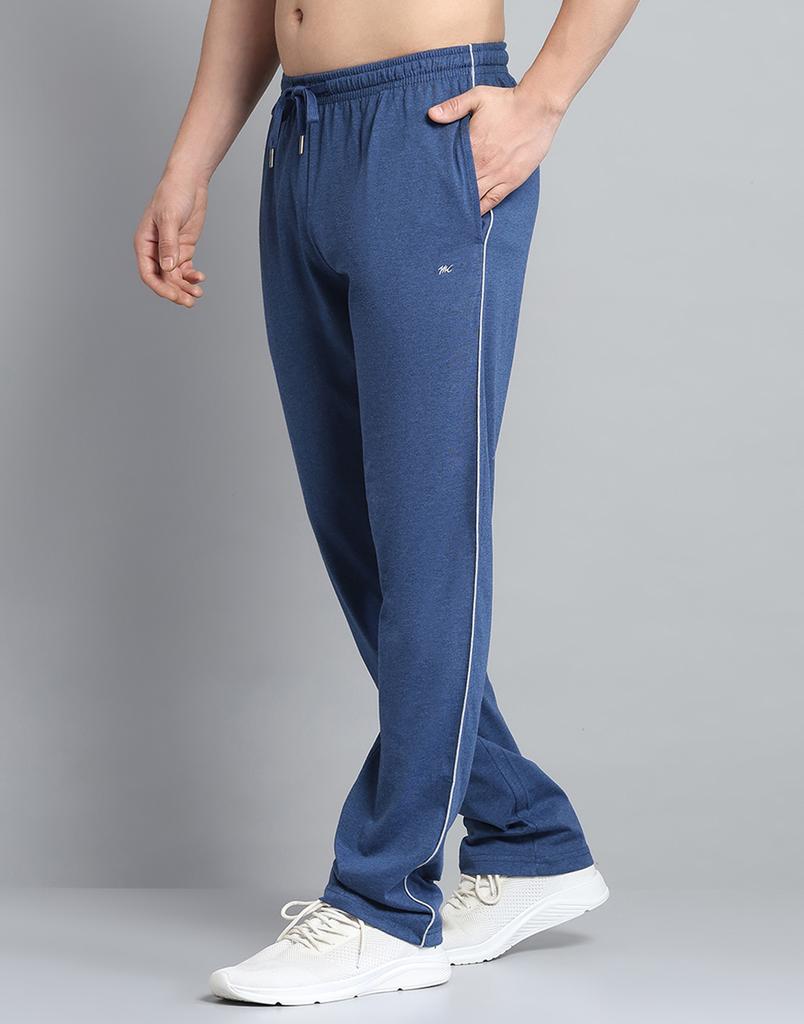 MONTE CARLO Mens Solid Blue Mid Rise Regular Fit Lower