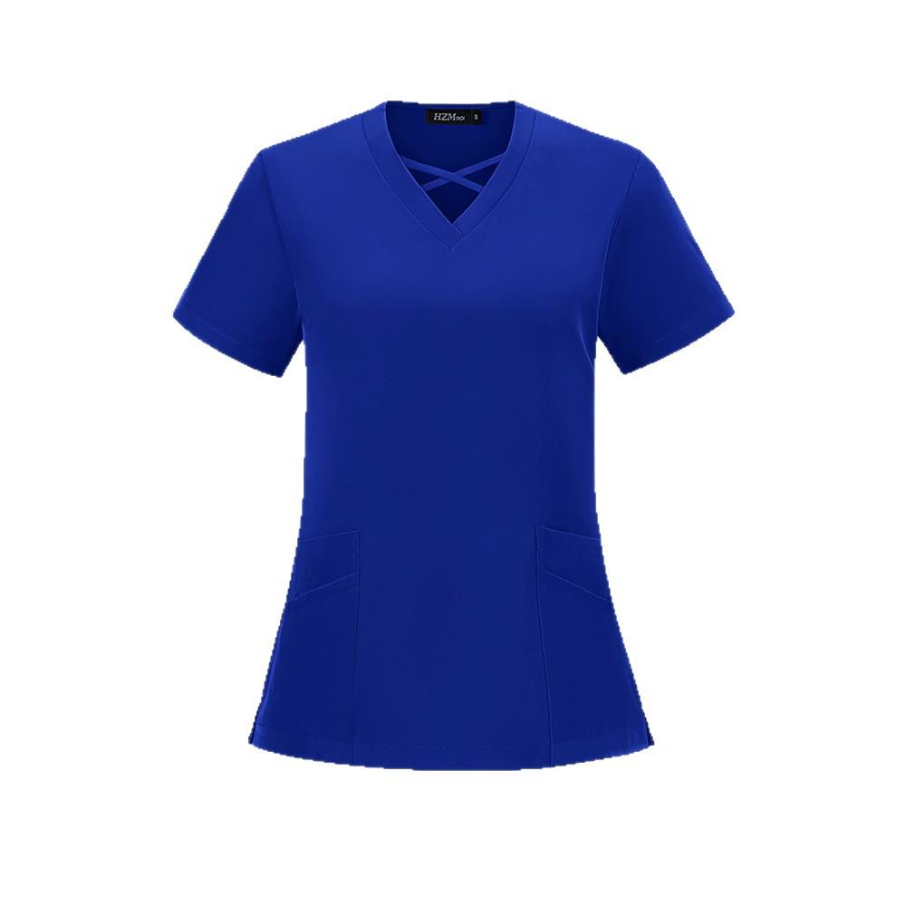 Women's Quick-Dry Surgical Scrub Suit - Elastic Short-Sleeve Workwear for Medical Staff