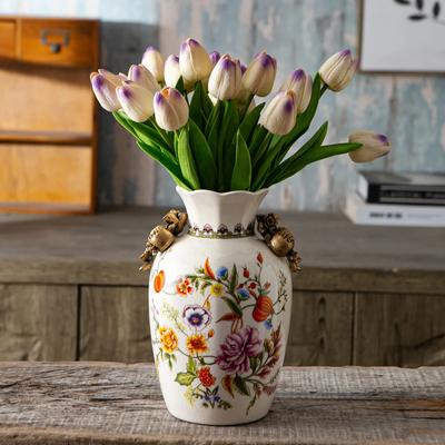 Nowa ceramiczna waza w stylu chińskim Dekoracja Salon Wystrój domu Szafka pod TV Miękka dekoracja Wazon na kwiaty Rękodzieło Ameryka