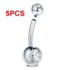 5/10Pcs G23 Titanium Belly Button Rings Navel Bar Nombril Piercing CZ Gem 6/8/10/12mm 14G Gold Color Belly Piercing Sexy Jewelry