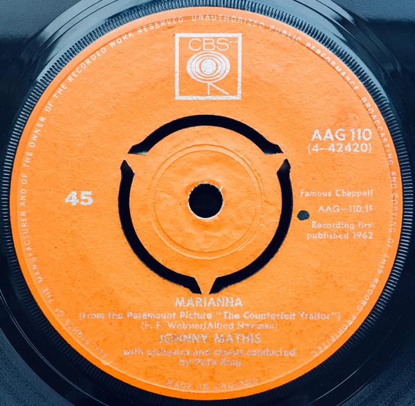 

7inch Record JOHNNY MATHIS Marianna AAG110 CBS 1962 UK Pop Used