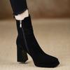 Fashion High Heels Women Ankle Boots Elegant Chunky Suede Shoes Designer 2025 Winter Trend New Fashion Party Boots Woman Pumps Botas