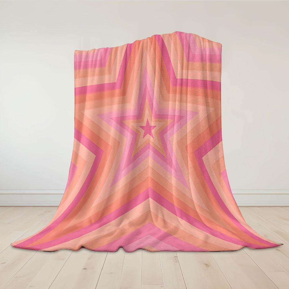 Layered Retro Star Flannel Blanket Perfect for Sofa Office Bed Travel Sleep Read Relax Camping four season use