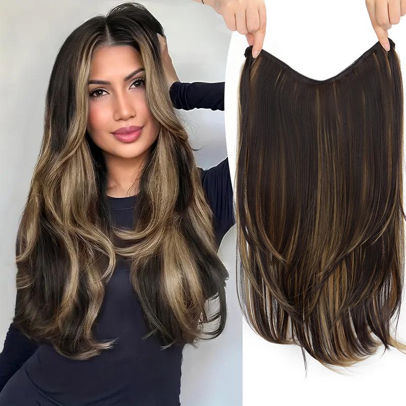 22Inch Synthetic Long Straight Layered Clip-in