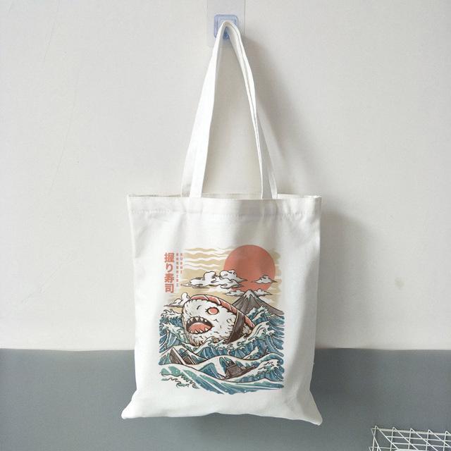 Женская холщовая сумка с японскими мотивами