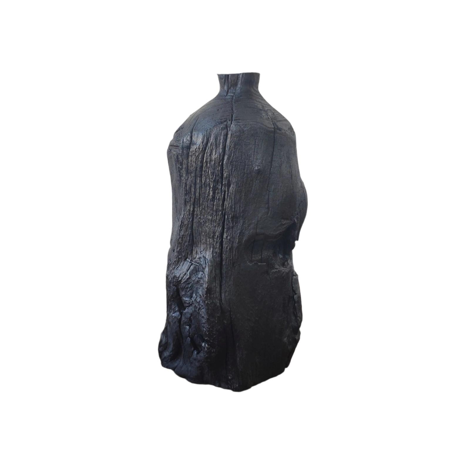 Wooden Vase Sculptural Bottle Decorative for