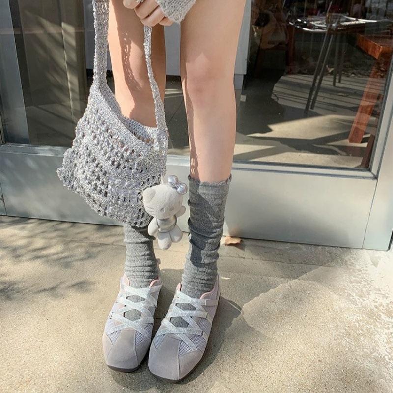 Cowhide version of Korean blogger cross-band functional style ballet Mary Jane shoes casual sports shoes women's breathable German training shoes