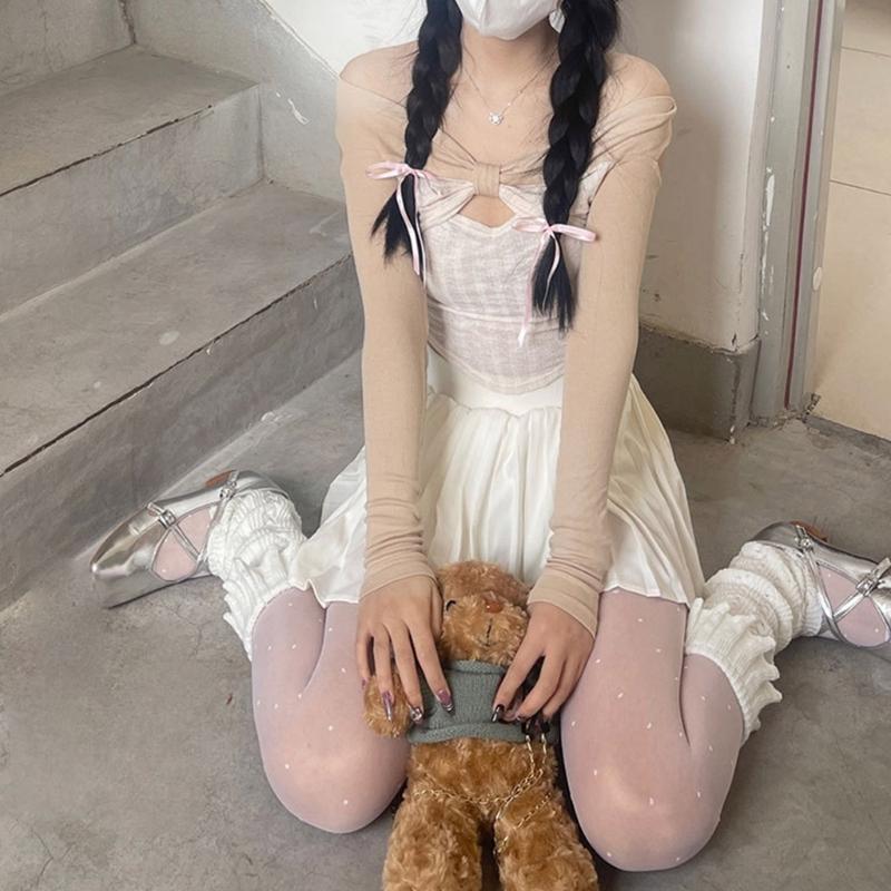 Womens Lolitas Knit Long Socks Ruffle Leg Warmers Harajuku Booties Socks Winter Warm Ankle Heap Socks