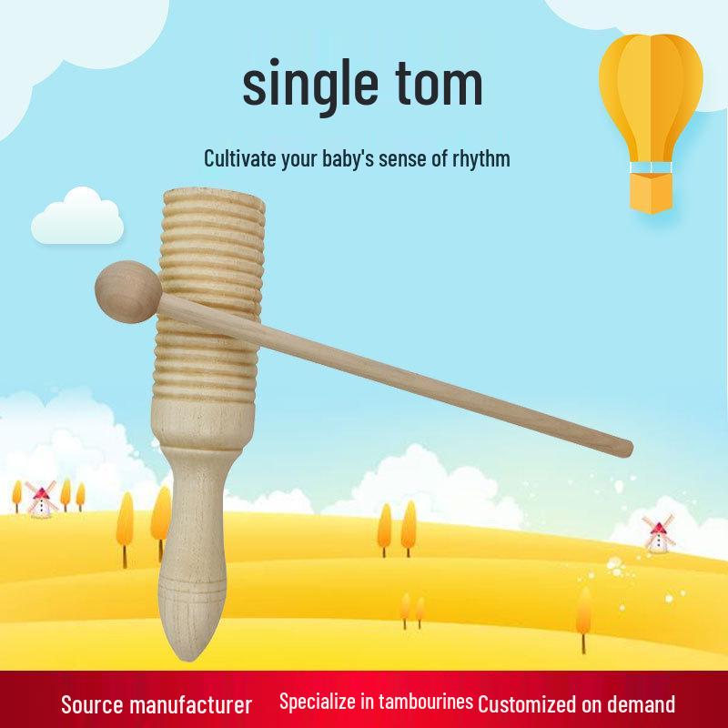 

Orff Percussion: Wooden Single-Head Drum & Rattle for Kids Performances.