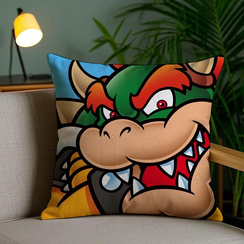 Super Cute Style M-MarioS Pillow Case Anti-dustmite Pillowcase Invisible Zipper Silky Short Plush Sofa Cushion Cover