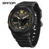 SANDA Military Men Sport Watch Stopwatch Alarm Countdown LED Light Digital Watches 50M Waterproof Dual-Display Quartz Wristwatch
