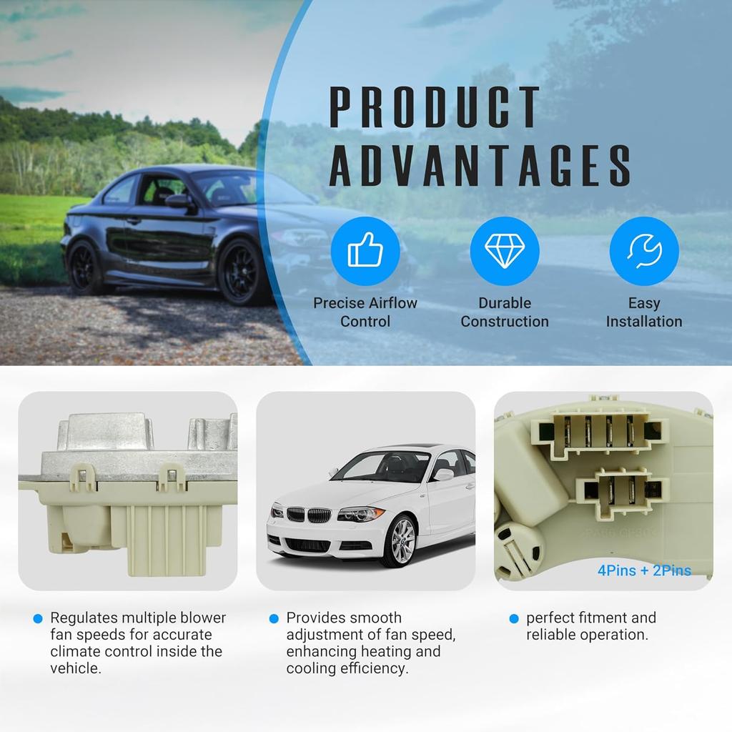 Front HVAC Fan Blower Motor Resistor for BMW 1 3 Series X5 X6 E70 E71 E72 E81 E82 E88 E90 64119146765 64116927090 64119222072 64119266185 64119265892